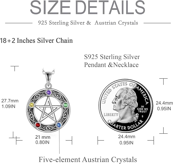 AOBOCO Cat Necklace Sterling Silver Bat Black Cat Quartz Cat Necklace Ghost Pumpkin Pentagram Witch Pendant Necklace Halloween Gifts for Women