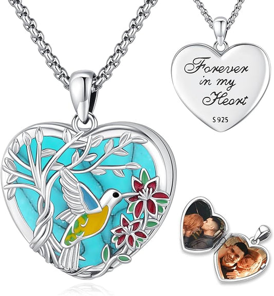 Picture Locket Necklace for Women Men Rose 14K Real Gold 925 Sterling Silver Jewelry Heart Locket Necklace that Holds Pictures Tree of Life Viking Wolf Celtic Knot St Christopher St Michael Pendant