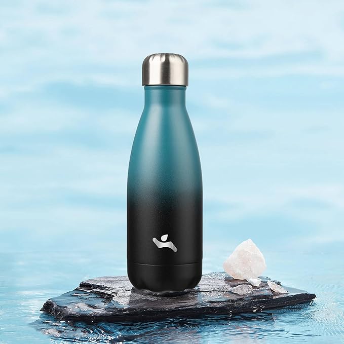 Insulated Water Bottles,12 oz Double Wall Stainless Steel Vacumm Metal Flask for Sports Travel,Indigo Black