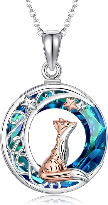 Sterling Silver Cute Animal Pendant Necklace Fox/Snake/Unicorn/Owl on Moon/Rabbit/Horse Necklace Jewelry Gifts for Women Mom Sister