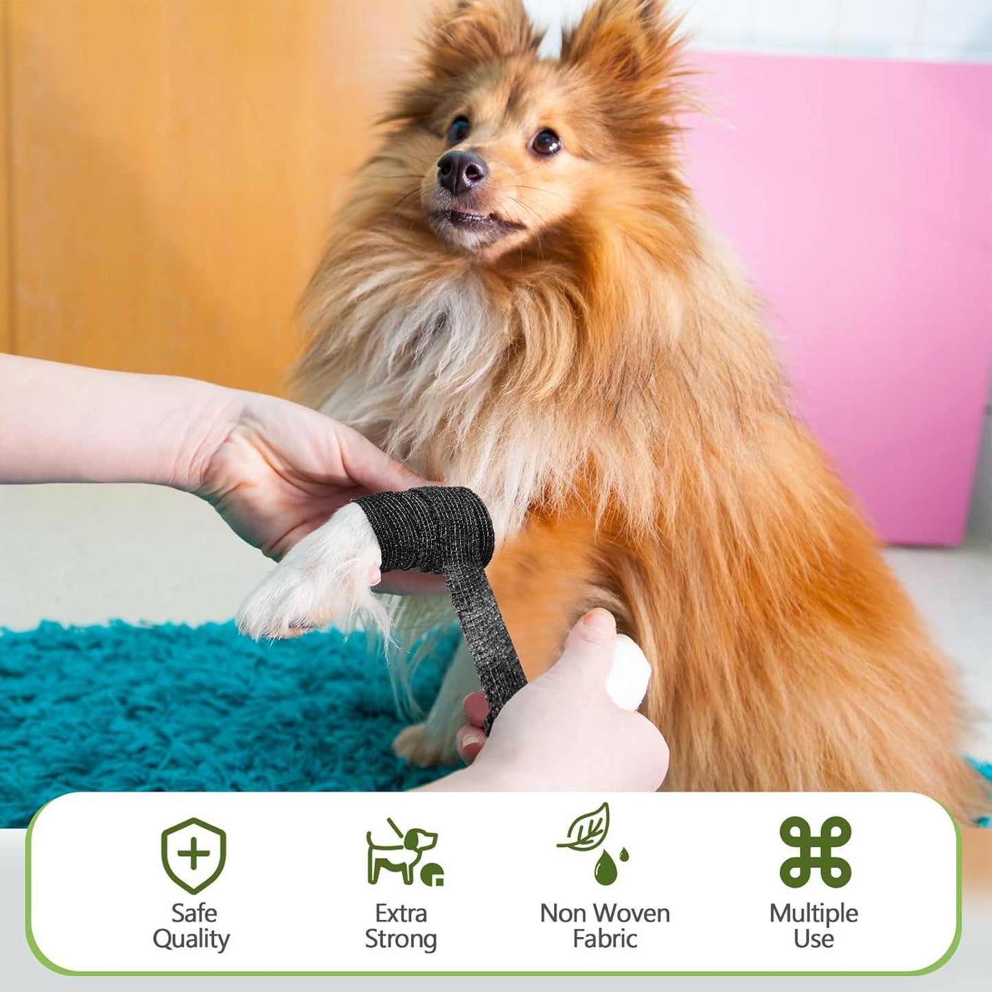 Treela 36 Pcs Self Adherent Bandage 1" X 5 Yard Wrap Breathable Cohesive Bandage Elastic Adhesive Tape for Stretch Athletic Sports Wrist Ankle(Black)