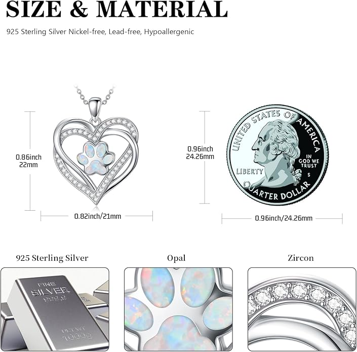 Dog Cat Necklace Pendant 925 Sterling Silver Pet Jewelry Gifts for Women