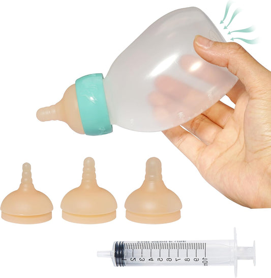 Pet Feeder Bottle, Silicone Feeding Nipple and Syringes for All Breed of Puppies and Other Animals Dongdong pet
