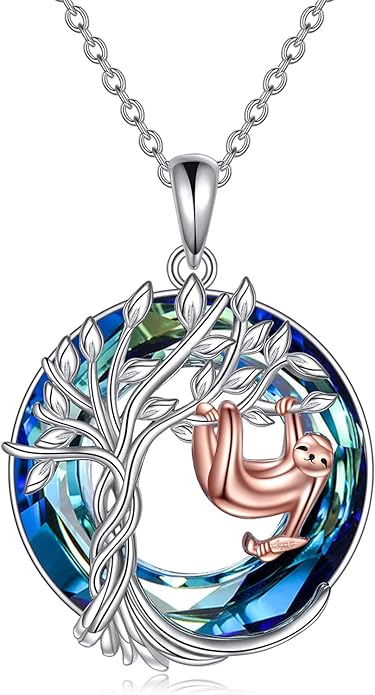 TOUPOP Tree of Life Animal Necklace 925 Sterling Silver Crystal/Abalone Shell Animal Pendant Jewelry Birthday Mothers Day Gifts for Women Mom Wife Her