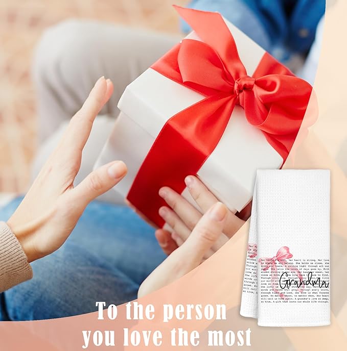 Coquette Pink Bow Grandma Kitchen Towels Decorative, for Grandma Dish Towels, Grandmother Gifts Hand Towels Drying Cloth for Kitchen Bathroom Decor, 16x24 Inch