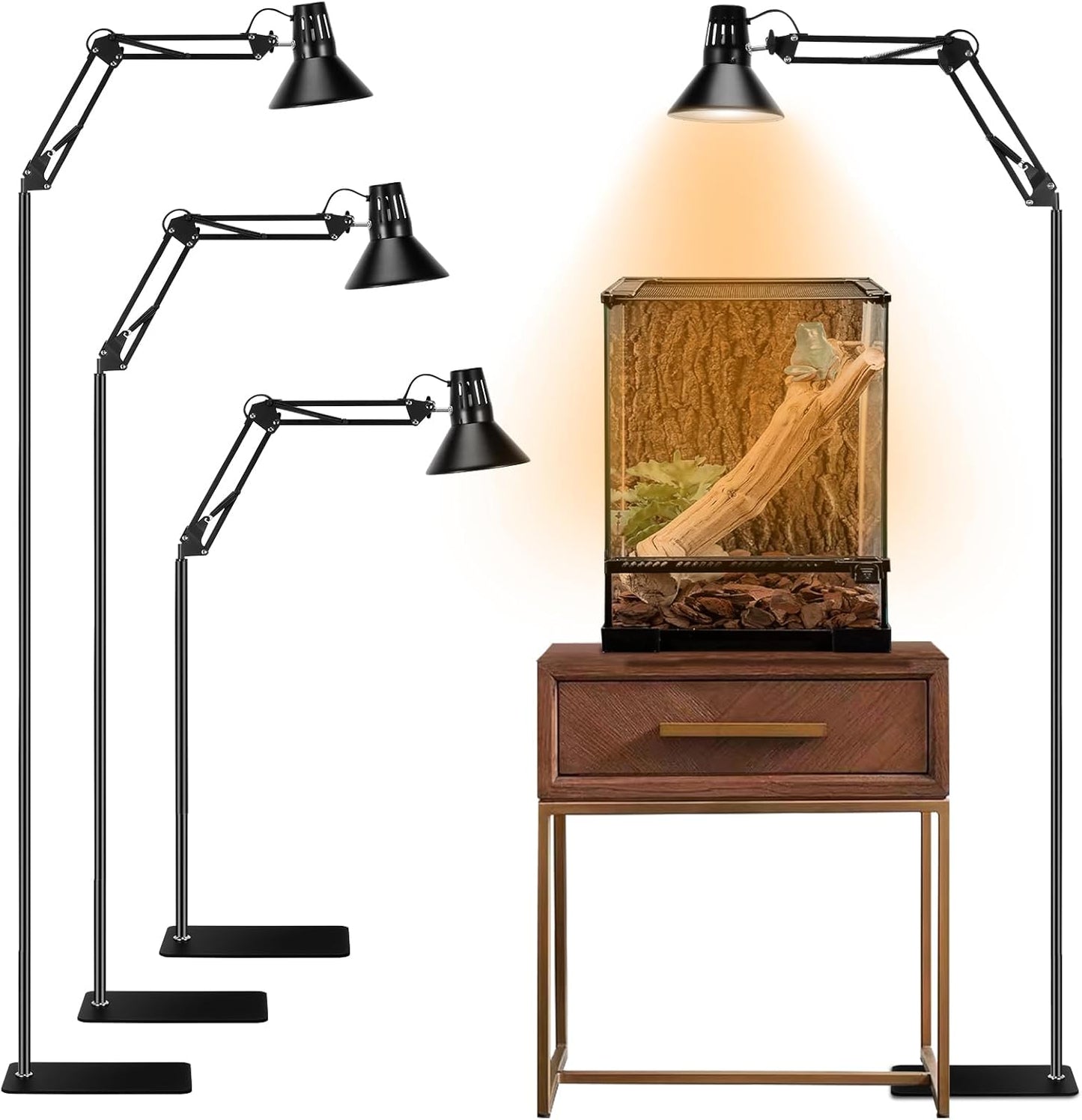 Reptile Heat lamp Reptile Light Fixture with Heat Lamp Stand,Height Range from 15.7inch to 74.3inch with 360°Adjustable Swing Arm for Bearded Dragon Turtles Snake and Chicks