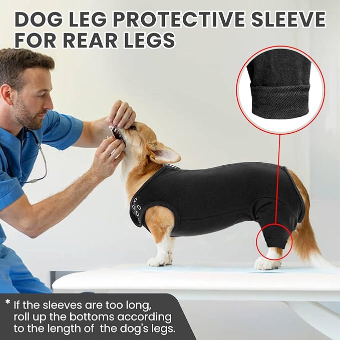 Nanaki Dog Wound Care Shirt, Leg Sleeves to Stop Licking Rear Leg and Abdomen, Surgery Suit for Female Spay, Onesie for Surgery Female, Surgical Recovery Suit Wound Heal Clothes