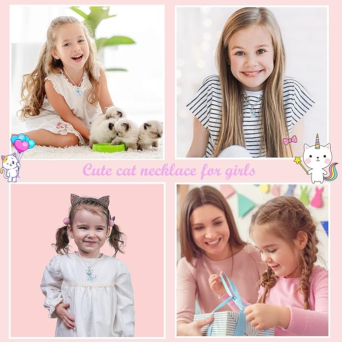 Lanqueen Kitty Cat Pendant Necklace Jewelry for Women Girls Cat Lover Gifts Daughter Loved Necklace