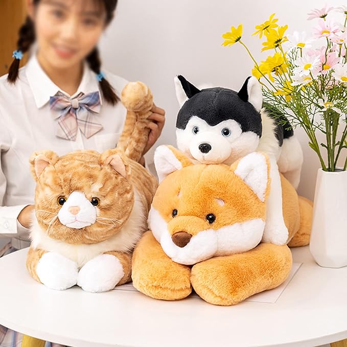 Cat Weighted Stuffed Animals, 3.9 lbs 21.6 inch Weighted Cat Plush Toy Realistic Plush Animals Pillow Toy for Adults and Kids