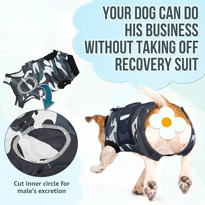 Lukovee Recovery Suit for Dogs, Zipper On Recovery Suit for Female Male Dog, Onesie Abdominal Wounds Cone E-Collar Alternative Prevent Licking Spay Recovery Suit (CF,XS)