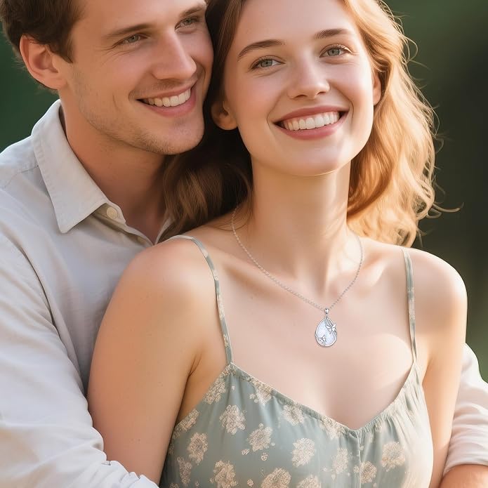 KQF Dragonfly/Butterlfy/Cat/Jellyfish/Bunny/Axolotl/Bee/Mermaid/Hummingbird/Elephant Necklace for Women Sterling Silver Moonstone Pendant Necklace Dragonfly Jewelry Gifts for Women