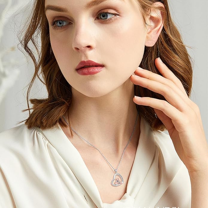 Cat Squirrel Llama Raccoon Tiger Cheetah Elephant Fox Sloth Koala Monkey Horse Dinosaur Axolotl Necklace Animal Pendant Heart Necklace 925 Sterling Silver