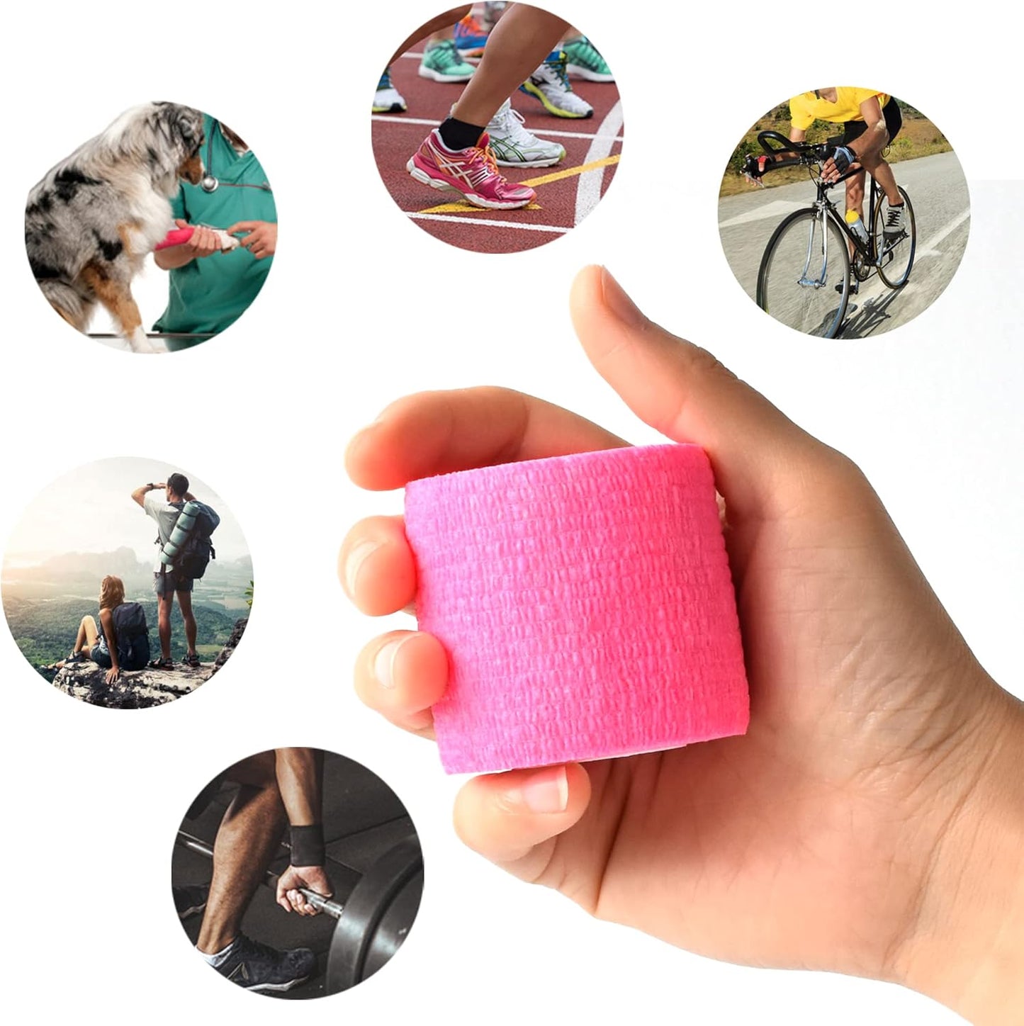 9 Pack 2" x 5 Yards Self Adhesive Bandage Wrap Self Stick Wrap for Ankle, Wrist, Finger, Sports, Breathable Cohesive Vet Tape for Pets (Multi Colors)