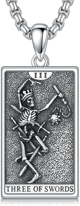PELOVNY Tarot Card Necklace 925 Sterling Silver Skeleton Necklace The Sun Moon Star Strength Lovers Death Devil Fool Tarot Jewelry Christmas Birthday Gifts for Men Women Unisex
