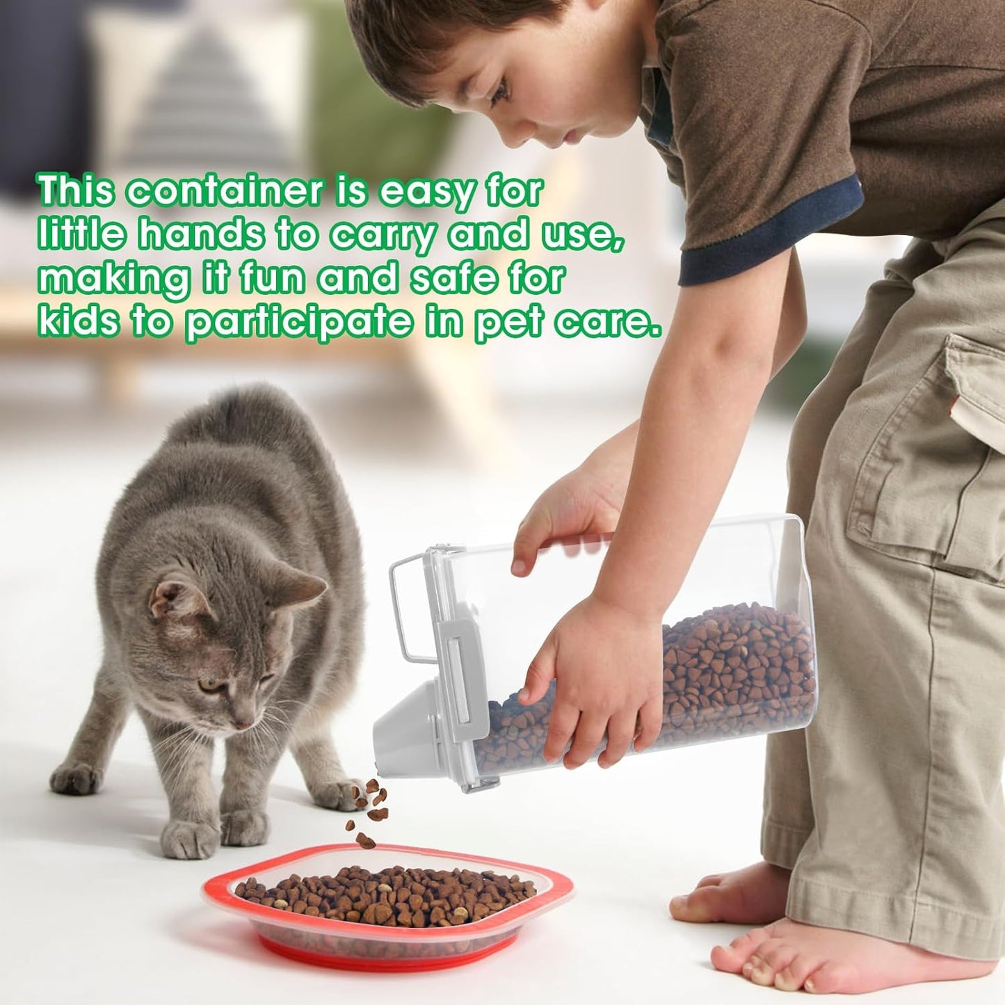 TBMax Rice Container 2 Pack, Airtight Cereal Container Oatmeal Storage with Easy-pouring Spout & Handy Cup for Flour Grain Beans, Pet Dog Cat Bird Food Storage Dispenser-Light Grey