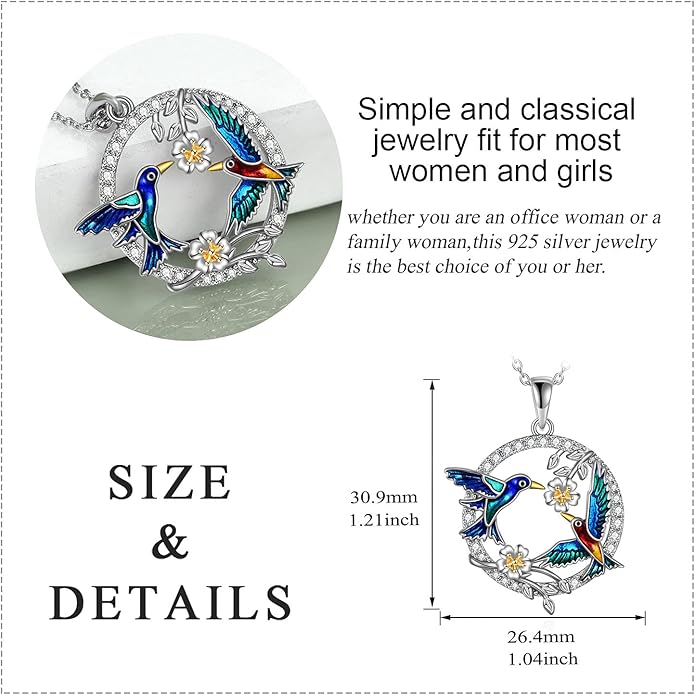 Penguin/Cat/Horse/Elephant/Wolf/Hummingbird/Giraffe/Eagle Pendant Necklace Sterling Silver I Love You Forever Animal Necklace Jewelry Gifts for Women