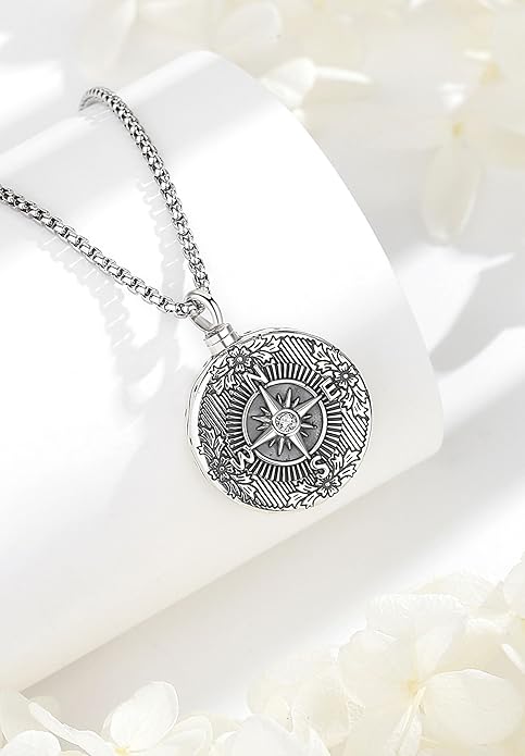 EUDORA Sterling Silver Urn Necklace for Ashes for Women Men, Ash Pendant for Human Cat Dog Ashes, Necklace for Ashes of Loved One Dad Mom Papa Pet Cremation Souvenir Jewelry for Funeral, 20inch