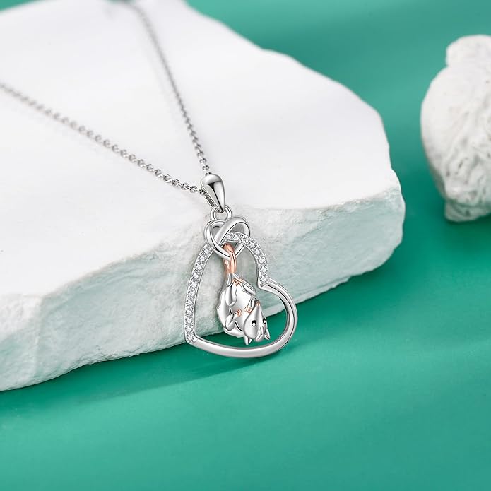 Sterling Silver Cute Animal Pendant Necklace Fox/Snake/Unicorn/Owl on Moon/Rabbit/Horse Necklace Jewelry Gifts for Women Mom Sister