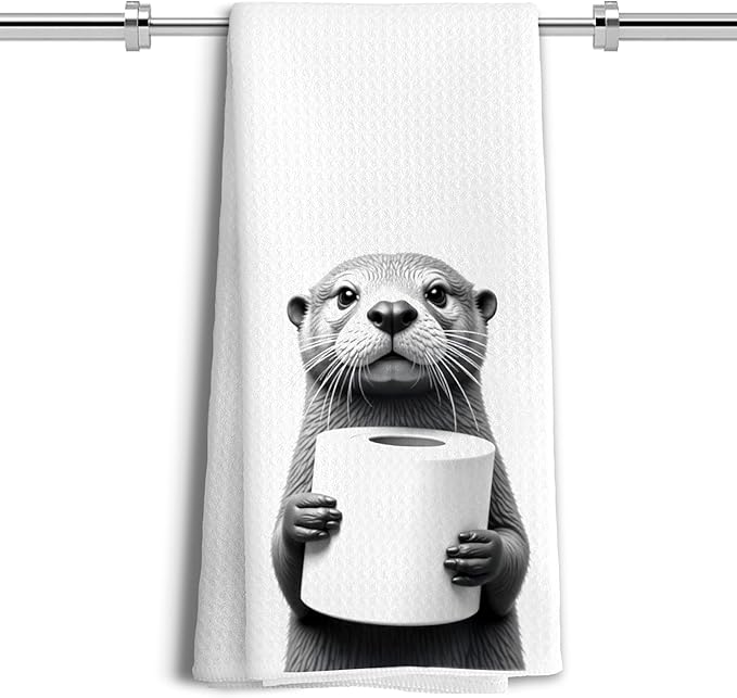 Funny Otter Hand Towels for Bathroom Decor, Sea Otter Gifts, Kids Bathroom Hand Towels, Otter Lover Gifts, Funny Kitchen Towels, 16x24 Inches