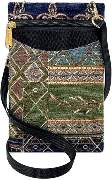 Danny K. Women's Tapestry Crossbody Cell Phone or Passport Purse, Handmade in USA