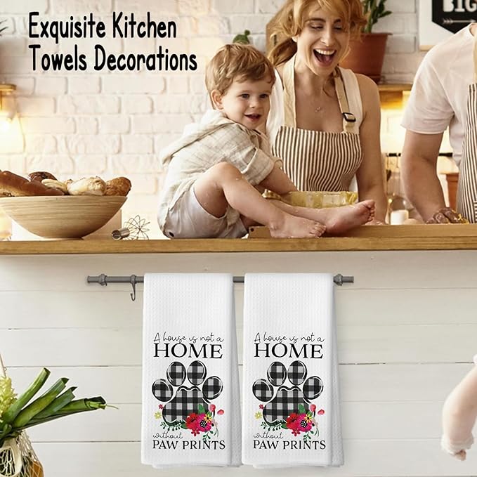 Dog Gifts Kitchen Bathroom Decor Towels 16″×24″,Dog Lovers Gifts for Girls Mom Women,A House is Not A Home Without Paw Prints Bathroom Kitchen Dish Hand Towels