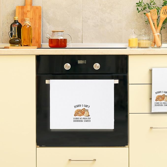 Funny Baking Kitchen Towels Sorry I Can't I Have to Feed My Sourdough Starter Soft Dish Towels Baking Sour Dough Towels for Kitchen Decor Funny Birthday Gifts for Women Men Chef Bake Lover