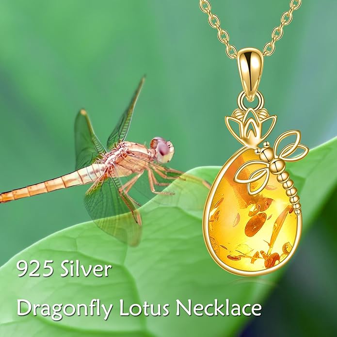 CRMAD Daisy/Black Cat/Dragonfly/Daffodil/Hummingbird/Stingray/Phoenix Feather/Rose Necklace Sterling Silver Moonstone Teardrop Pendant Necklace Flower Animal Jewelry Gifts for Women