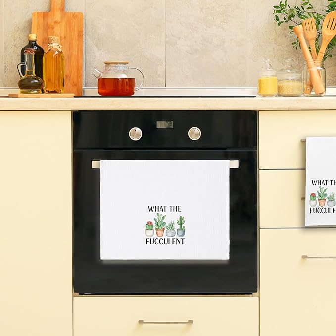 Plant Lovers Kitchen Towels, What The Fucculent Dishcloths, Gardening Gifts for Women, Succulent Cactus Towels for Kitchen Decor, Cute Housewarming Gifts for Hostess Gardeners Plant Lovers