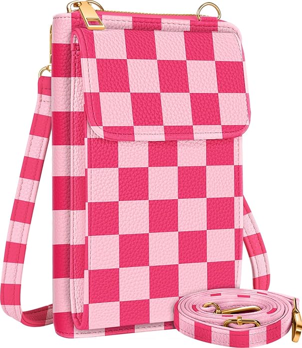 Cute Crossbody Purse Cell Phone Bags for Women - Leather Cellphone Wallet Purse with Handle Rope and Adjustable Shoulder Rope