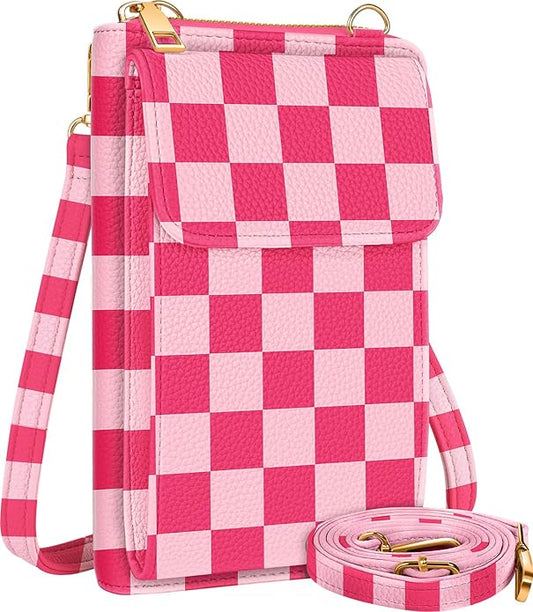 Cute Crossbody Purse Cell Phone Bags for Women - Leather Cellphone Wallet Purse with Handle Rope and Adjustable Shoulder Rope