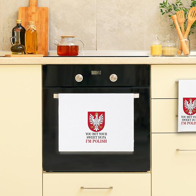 Funny Saying Kitchen Towels, You Bet Your Sweet Dupa I'm Polish Dishcloths, Polish Gifts for Women Men, Poland Flag Decorative Tea Towels, Sweet Housewarming Gifts for Hostess Friend Bestie