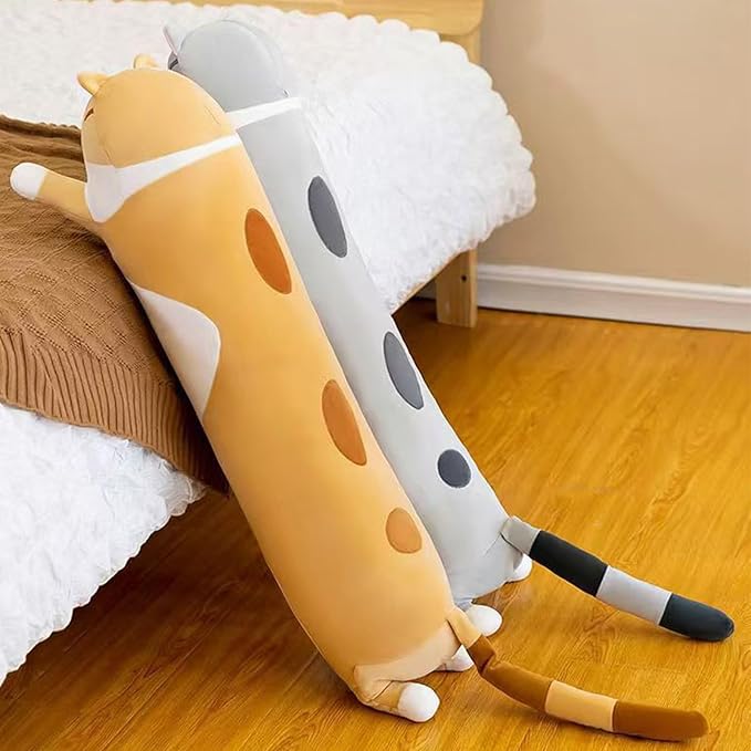 Long Cat Plush Pillow Soft Cat Hugging Pillow Stuffed Animal Pillow Cute Kitty Throw Pillow Gift for Boys Girls(90cm/35.43inch,Pink