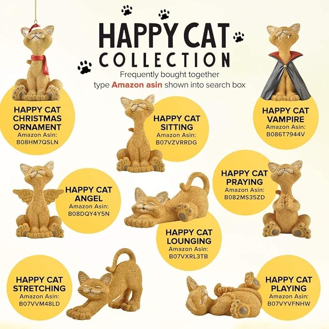 Whimsical Orange Cat Playing with Tail Figurine Cat Home Office Decorations - Happy Cat Collection - Gifts for Cat Lovers, Cat Lover Gifts for Women, Cat Lover Gifts for Men, Cat Decor for Cat Lovers