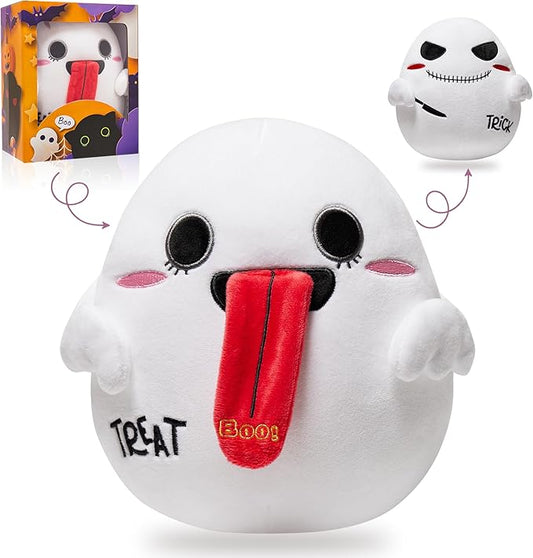 Ghost Plush Birthday Gifts for Boys Girls, Boxed Ghost Stuffed Animal Toy - 9.4" Double-Sided Spooky Gift Stuffed Ghost with Trick or Treat - Perfect for Haunted Party Decor & Gifts
