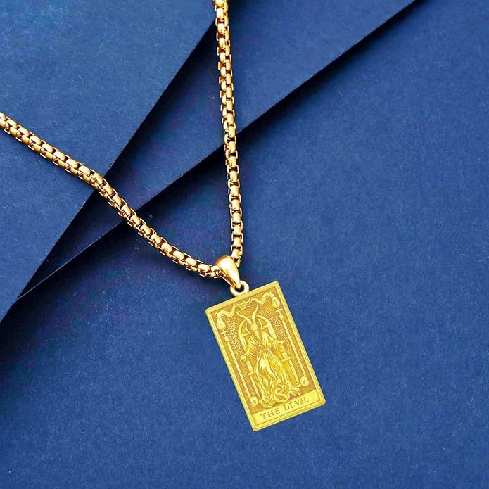 PELOVNY Tarot Card Necklace 925 Sterling Silver Skeleton Necklace The Sun Moon Star Strength Lovers Death Devil Fool Tarot Jewelry Christmas Birthday Gifts for Men Women Unisex