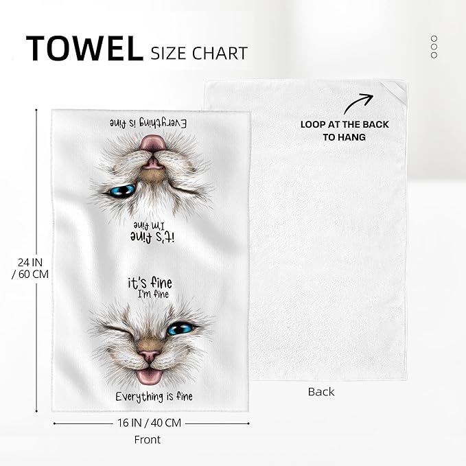 Funny Cat Kitchen Towels Decorative Set of 2, Soft Absorbent Cute Dish Towels for Kitchen Drying, Bar Tea Hand Towels Bathroom Farmhouse Decor Gifts for Cat Lovers 16"x24"