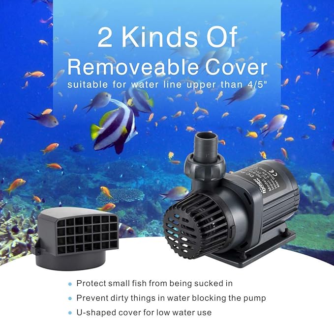 Hygger 24V DC Inline/Submersible Saltwater Aquarium Pump With LCD Display Controller - 1060 GPH Return Pump For Coral Reef Tank Sump