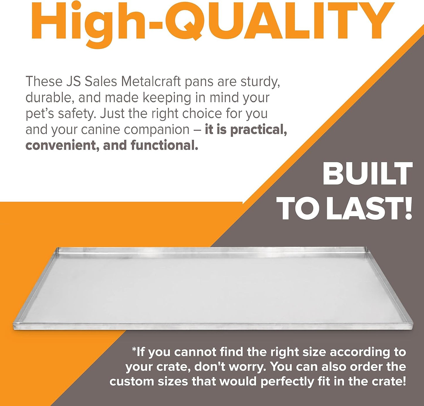 29.3" X 20.4" Metal Replacement Dog Crate Pan Chew Proof Crack Proof Pet Kennel Tray Central Dog Training Crate Pan Pet Supplies, Stainless Steel, 1" H