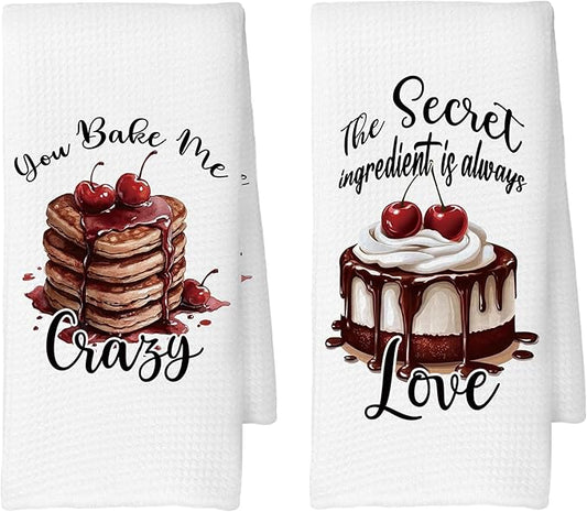 Funny Valentine Poems Kitchen Towels Set of 2, Heart Love Wedding Gift, Love Gifts Gifts for Her Girlfriend Wife Women Decoration Tea Towels Kitchen Hand Towels 16x24 Inch