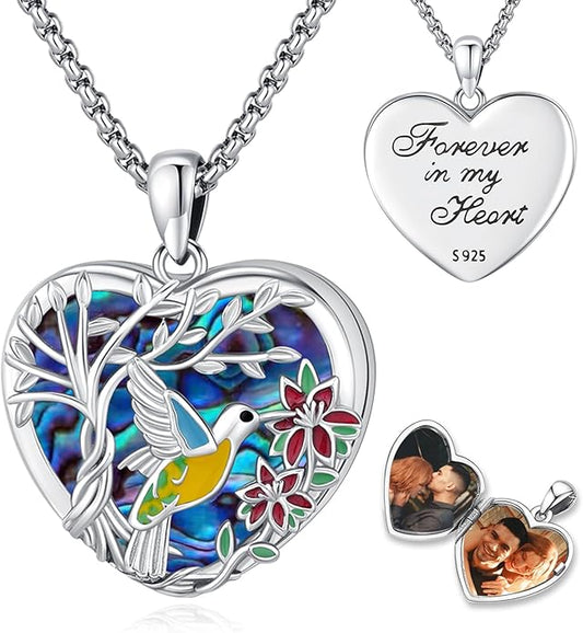 Picture Locket Necklace for Women Men Rose 14K Real Gold 925 Sterling Silver Jewelry Heart Locket Necklace that Holds Pictures Tree of Life Viking Wolf Celtic Knot St Christopher St Michael Pendant