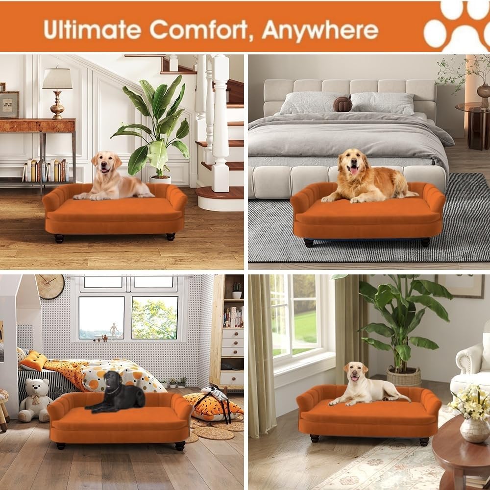 Dog Couch Sofa Bed, Comfortable Pet Sofa for Large and Medium Dogs, Soft Velvet Cushion, Durable Dog Furniture for Living Room