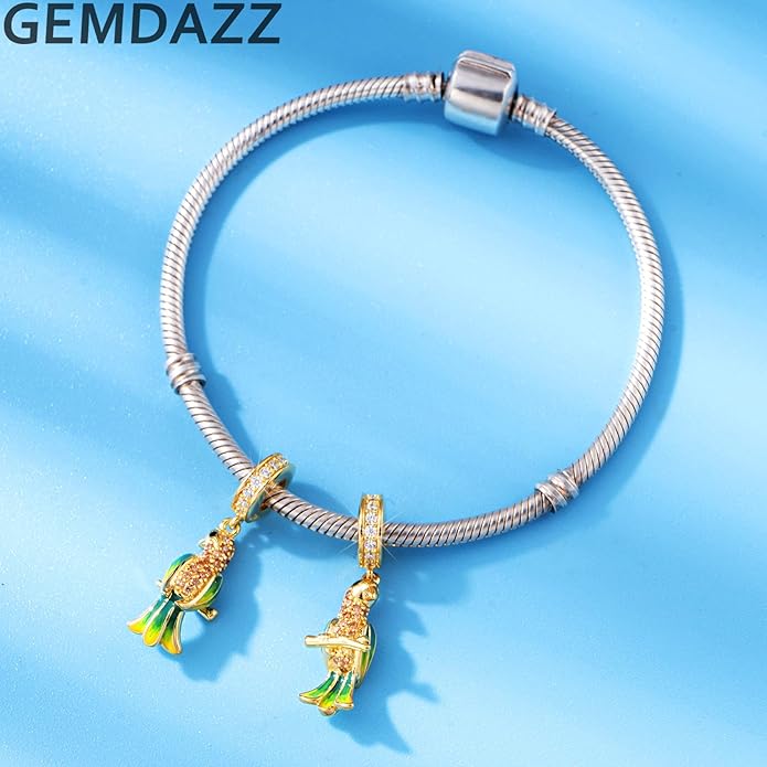 GEMDAZZ Animal Theme Charms in 925 Sterling Silver, Cute 3D Polar Bear, Frog, Cicada, Ladybug, Bee, Dragonfly Beads fit European Women Bracelet, Gift for Birthday/Christmas/Friends/Mom/Lover