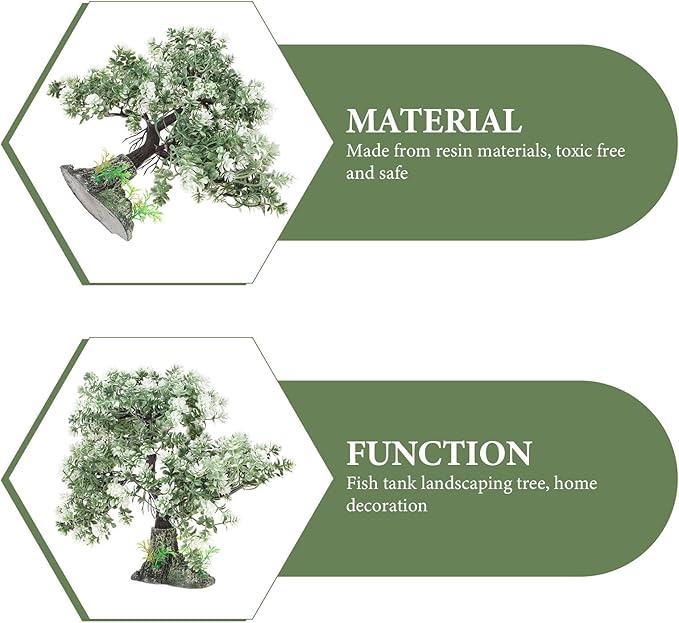 POPETPOP Aquarium Bonsai Tree Plant: Artificial Plants Flower Ornament - Fish Bowl Ornament for Freshwater and Saltwater Decor 4.13 X 2.36 X 10.62 Inch