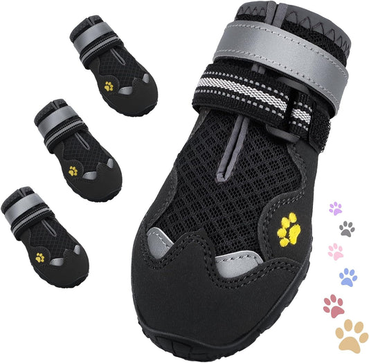 Dog Shoes for Large Medium Small Dog, Mesh Breathable Dog Shoes for Hot Pavement, Anti-Slip Dogs Boots Paw Protectors with Reflective for Outdoor Walking Indoor Hardfloors (Size 6)