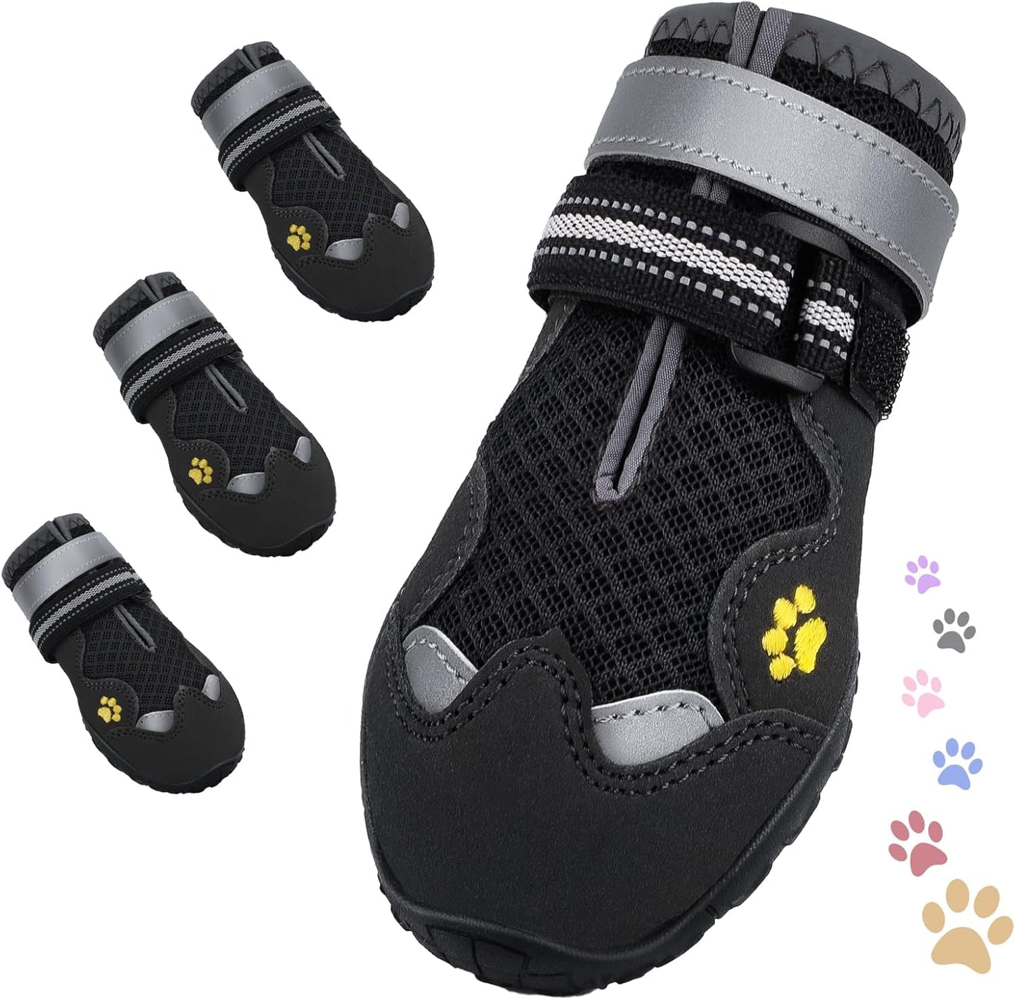 Dog Shoes for Large Medium Small Dog, Mesh Breathable Dog Shoes for Hot Pavement, Anti-Slip Dogs Boots Paw Protectors with Reflective for Outdoor Walking Indoor Hardfloors (Size 3)