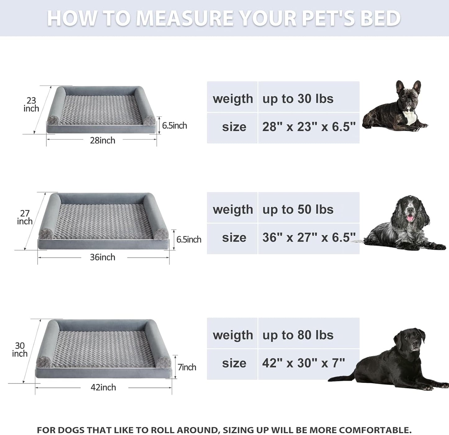 BFPETHOME Dog Beds for Large Dogs, Orthopedic Dog Bed for Medium Large Dogs,Big Waterproof Couch Pet Bed with Removable Washable Cover