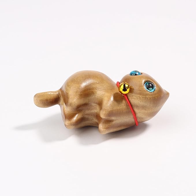 Cat Wooden Figurine, Decoration Handmade Cat Art Carved Small pet Garden Statue, Lovely Gift Home Decor Suitable for Bedroom, Desktop, Desk, Living Room, Bookshelf, Holiday Decoration