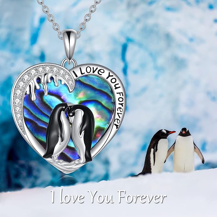 Penguin/Cat/Horse/Elephant/Wolf/Hummingbird/Giraffe/Eagle Pendant Necklace Sterling Silver I Love You Forever Animal Necklace Jewelry Gifts for Women