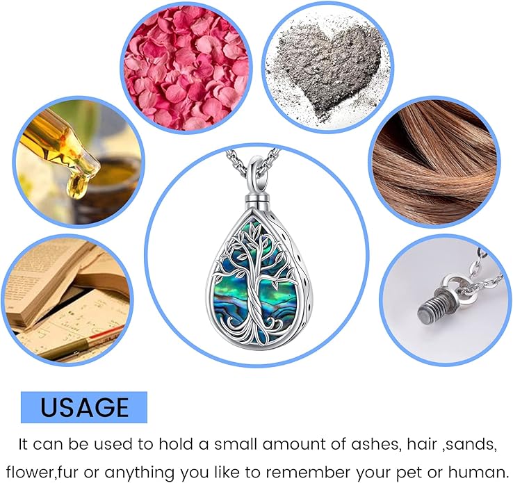 Eusense Cremation Jewelry for Ashes Urn Necklace to Put Ashes In 925 Sterling Silver Memorial Pendant Tree of Life Infinity Urn Necklaces for Ashes Necklace for Women Men