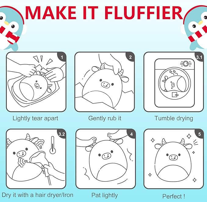 Christmas Penguin Plush with Scarf and Earflap Cute Penguin Plushie for Kids Boys Girls Blue 12 inch